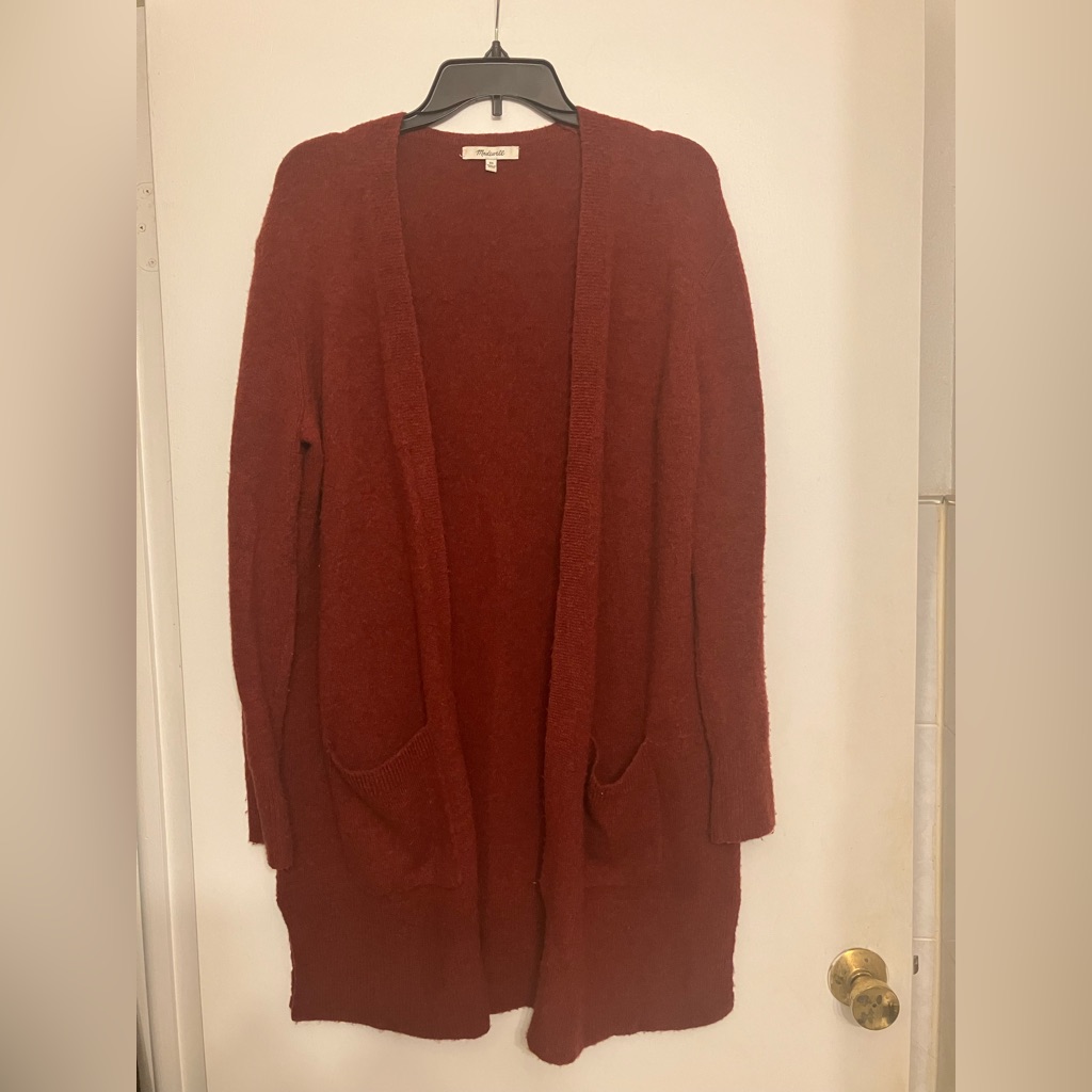 Madewell Orange Rust Open Front Cardigan